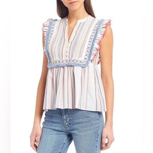 Ella Moss Boho Ruffle Women's Natalia Babydoll Styled Sleeveless Top Size Medium